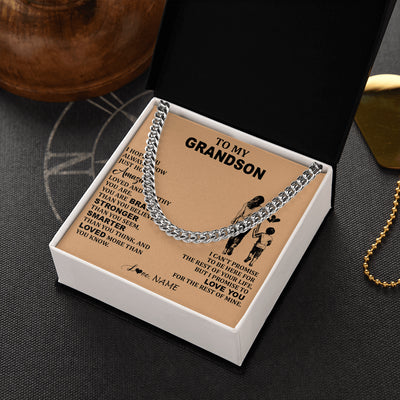 Cuban Link Chain Necklace Stainless Steel | 2 | Personalized To My Grandson Necklace From Grandma Promise To Love You Grandson Birthday Gifts Graduation Christmas Customized Gift Box Message Card | siriusteestore