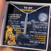 Stainless Cross Necklace Stainless Steel | 2 | Personalized To My Grandson Necklace From Grandpa Papa Lion Never Give Up Grandson Birthday Christmas Jewelry Customized Gift Box Message Card | siriusteestore