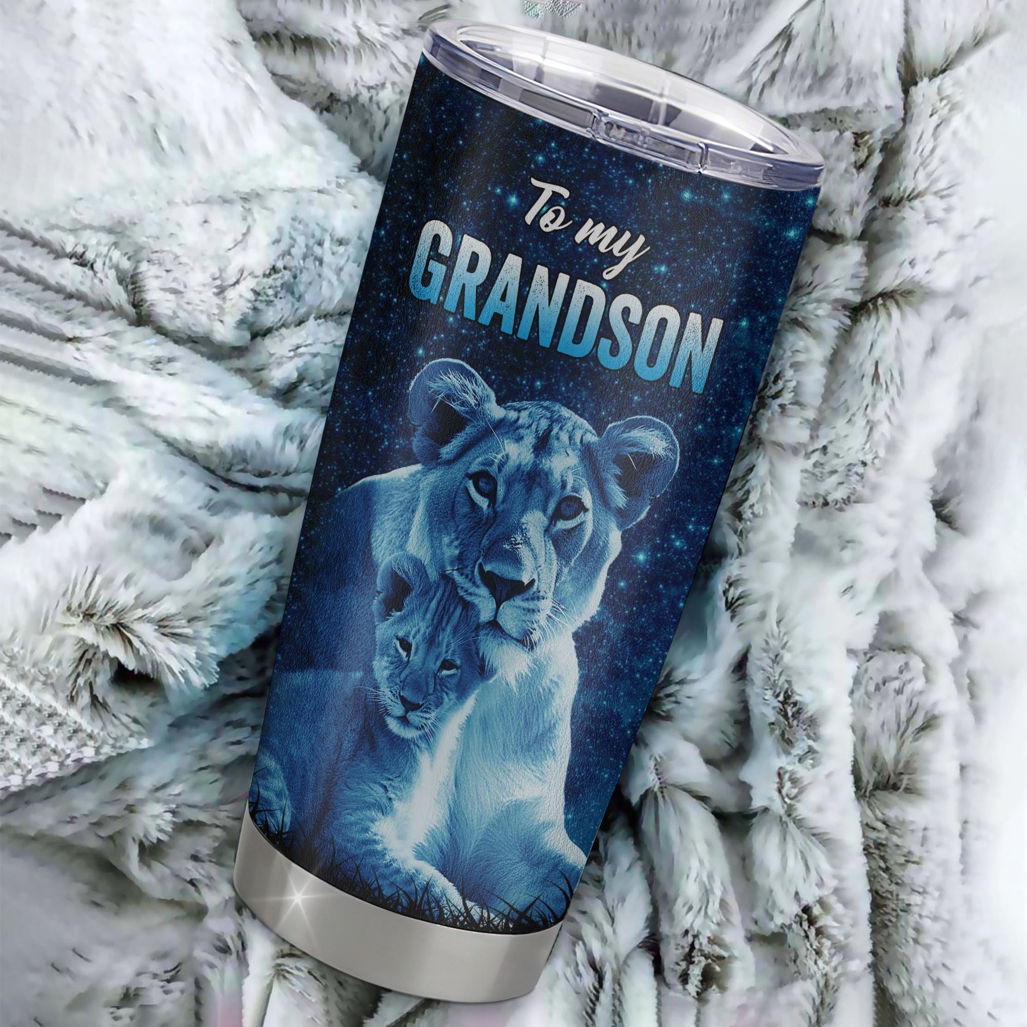 Personalized To My Grandson Tumbler From Grandma Gigi Stainless Steel Cup This Old Lion Love You Grandson Birthday Graduation Christmas Custom Travel Mug | siriusteestore