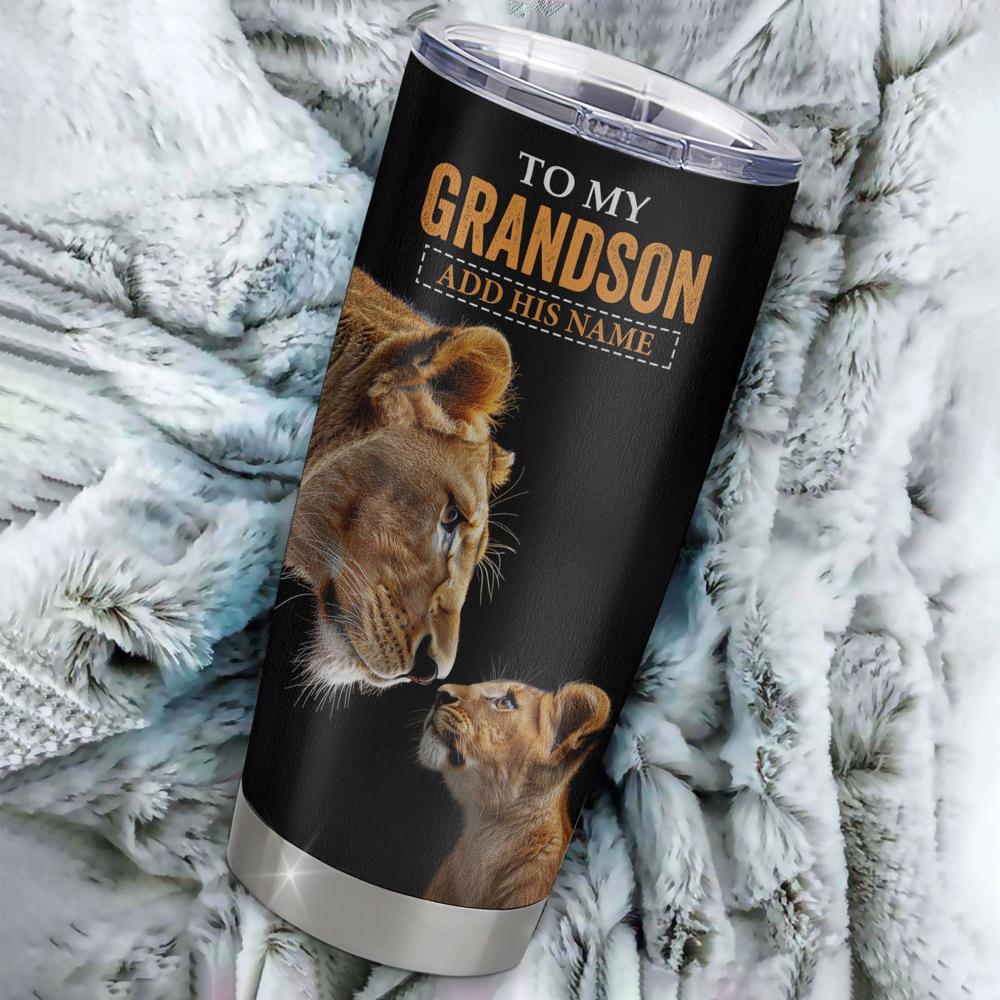 Personalized To My Grandson Tumbler From Grandma Gigi You Will Never Lose Lion Grandson Birthday Gifts Graduation Christmas Custom Stainless Steel Cup Travel Mug | siriusteestore