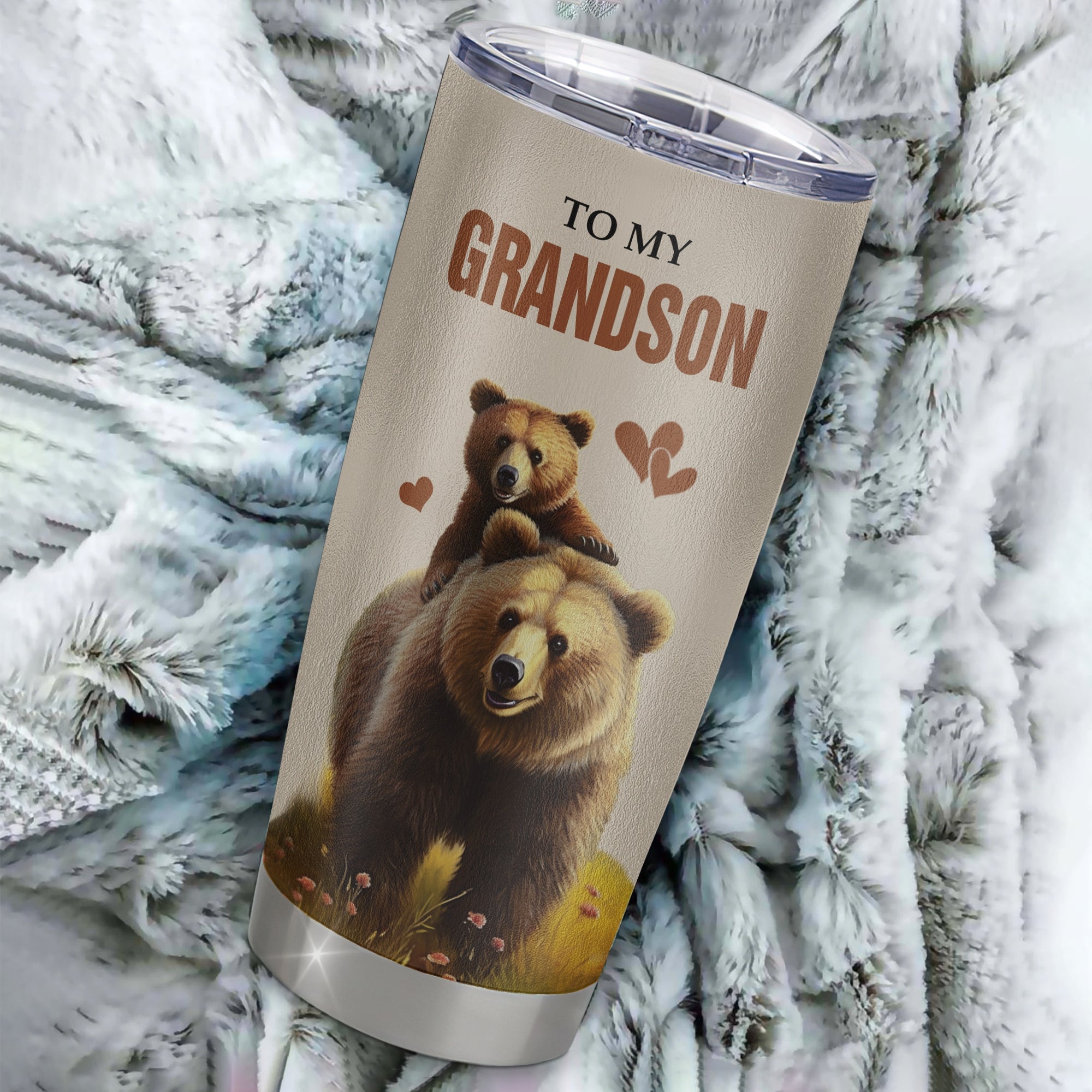 Personalized To My Grandson Tumbler From Grandma Grandpa Stainless Steel Cup This Old Bear Love You Grandson Birthday Gifts Graduation Christmas Custom Travel Mug | siriusteestore