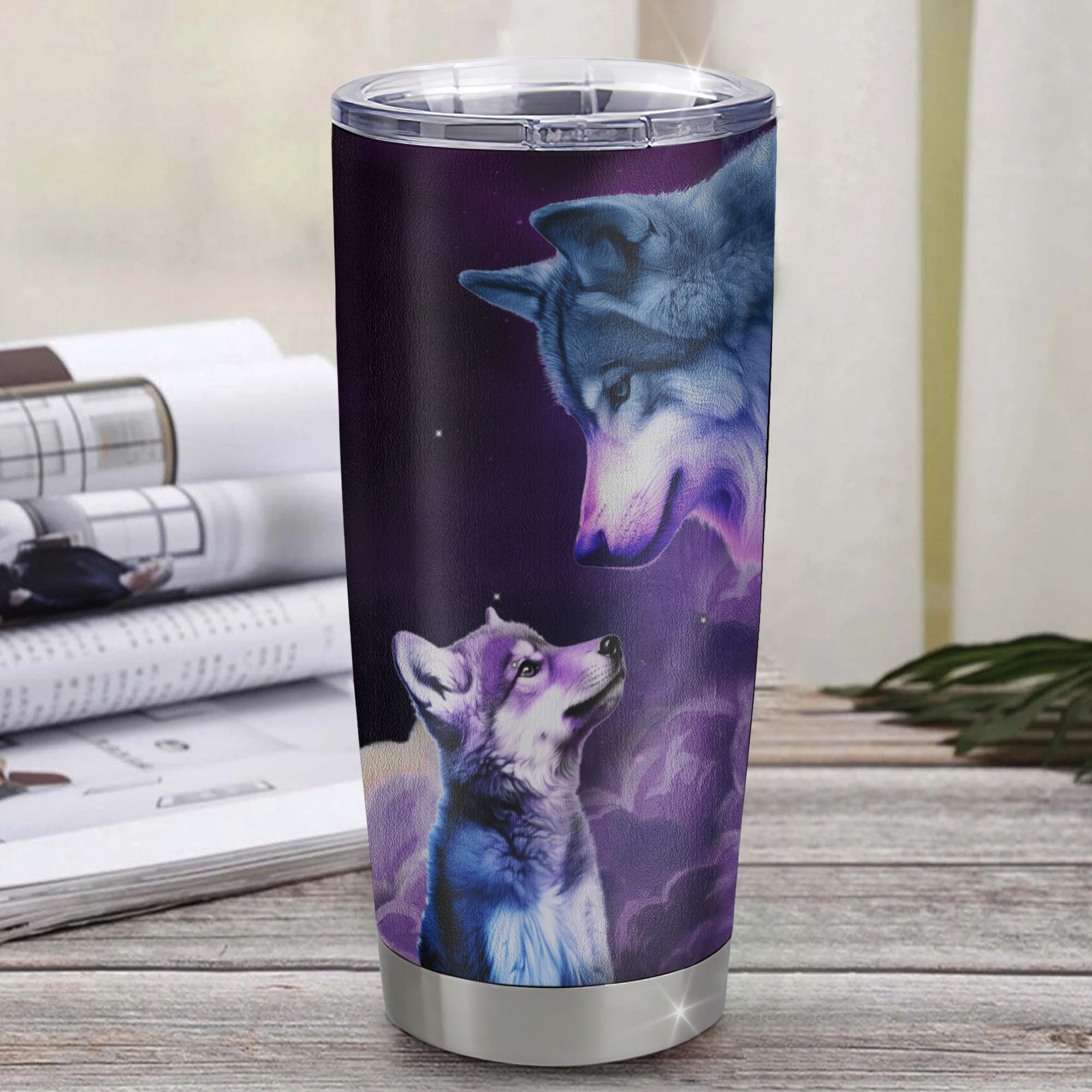Personalized To My Grandson Tumbler From Grandma Grandpa Stainless Steel Cup Wolf Moon My Love For You Is Forever Grandson Birthday Gifts Christmas Custom Travel Mug | siriusteestore