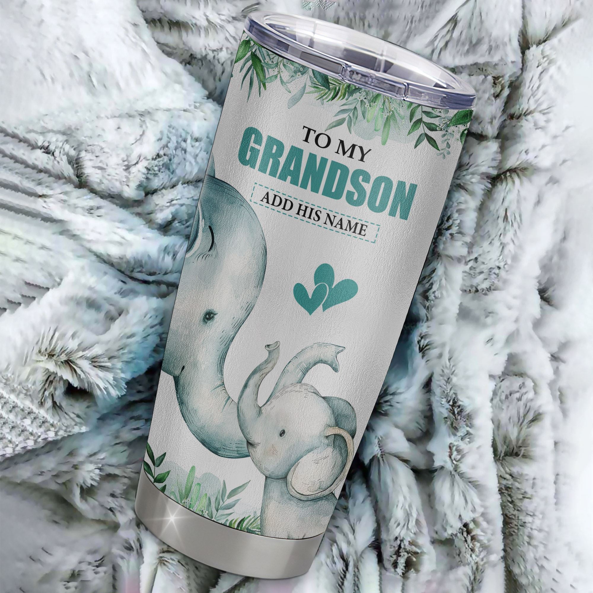 Personalized To My Grandson Tumbler From Grandma Grandpa You Will Never Lose Elephant Grandson Birthday Gifts Graduation Christmas Custom Stainless Steel Cup Travel Mug | siriusteestore
