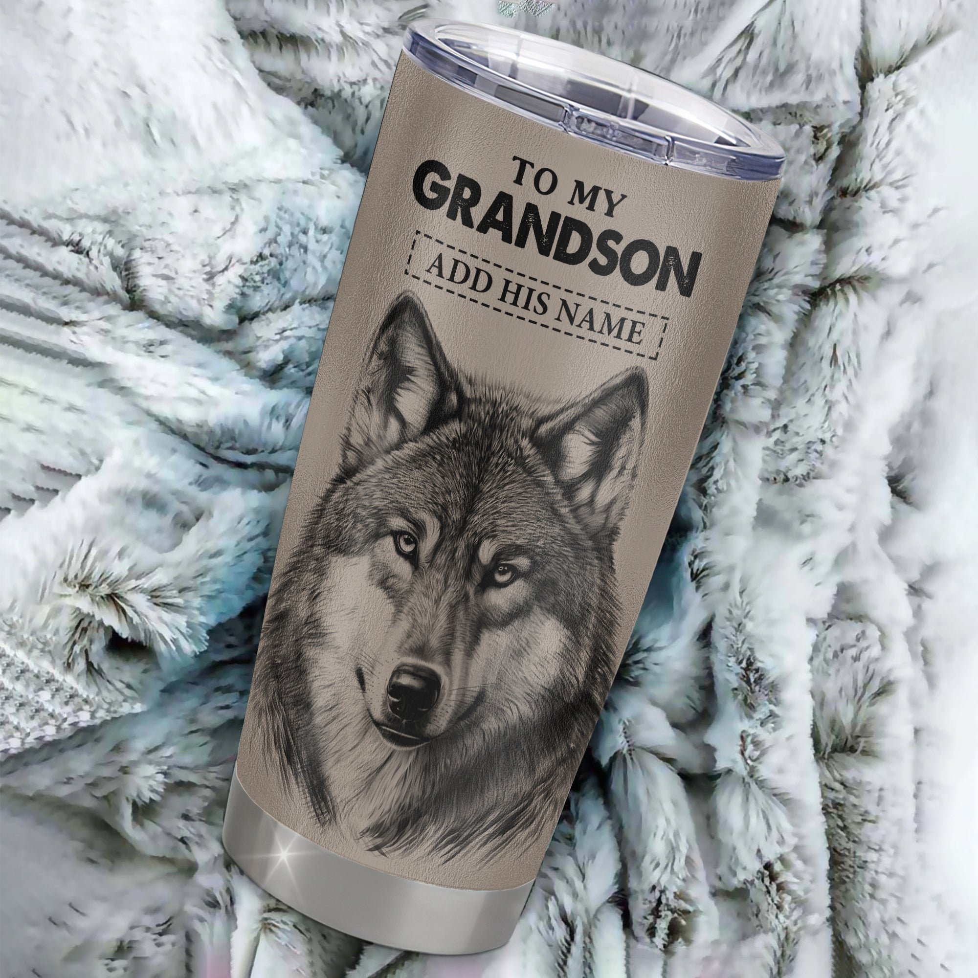 Personalized To My Grandson Tumbler From Grandma Nana Wolf Braver Stronger Smarter Grandson Birthday Graduation Christmas Custom Stainless Steel Cup Travel Mug | siriusteestore