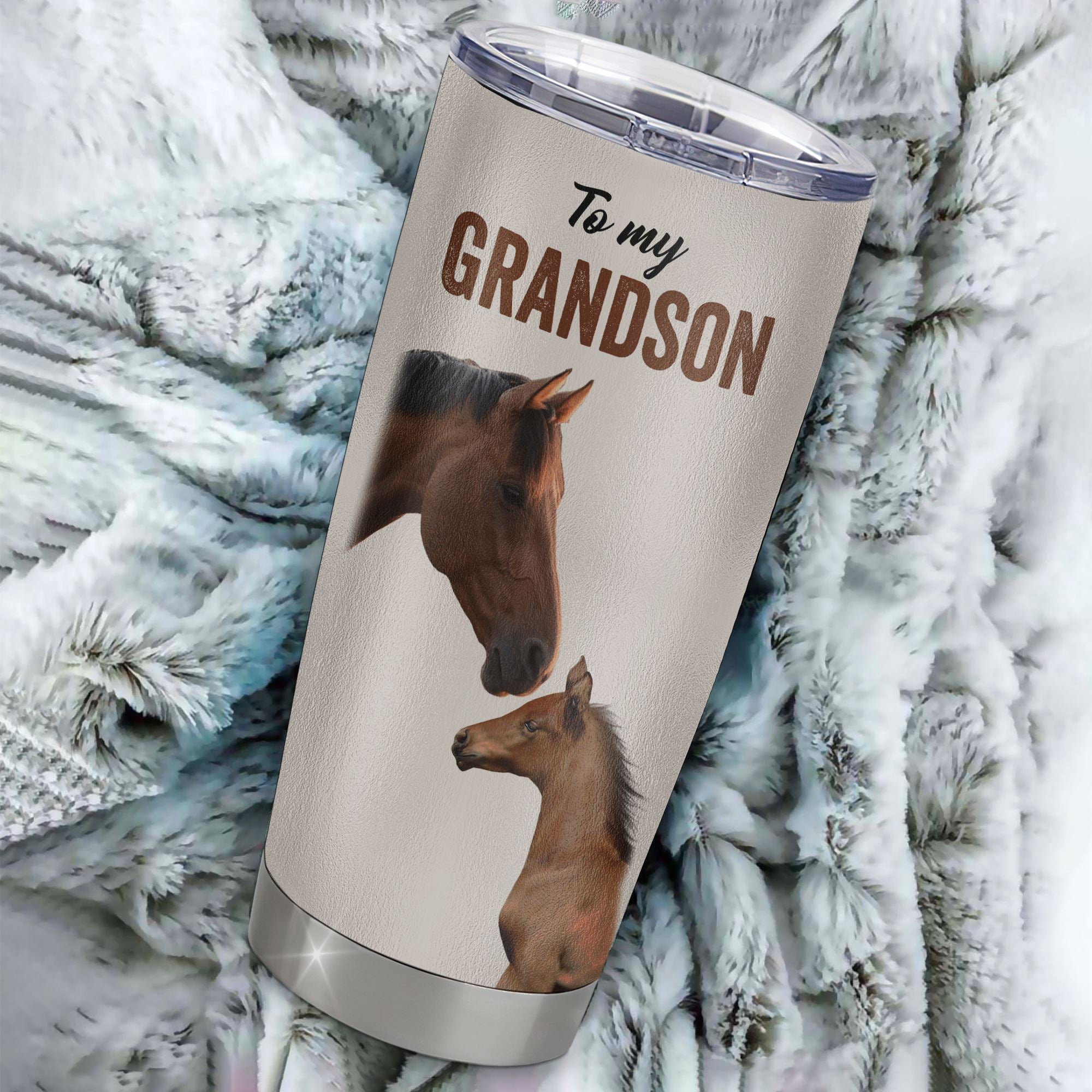 Personalized To My Grandson Tumbler From Grandma Papa Stainless Steel Cup This Old Horse Love You Grandson Birthday Graduation Christmas Custom Travel Mug | siriusteestore