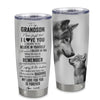 Personalized To My Grandson Tumbler From Grandpa Grandma Stainless Steel Cup Wolf My Love For You Is Forever Grandson Birthday Graduation Christmas Travel Mug | siriusteestore