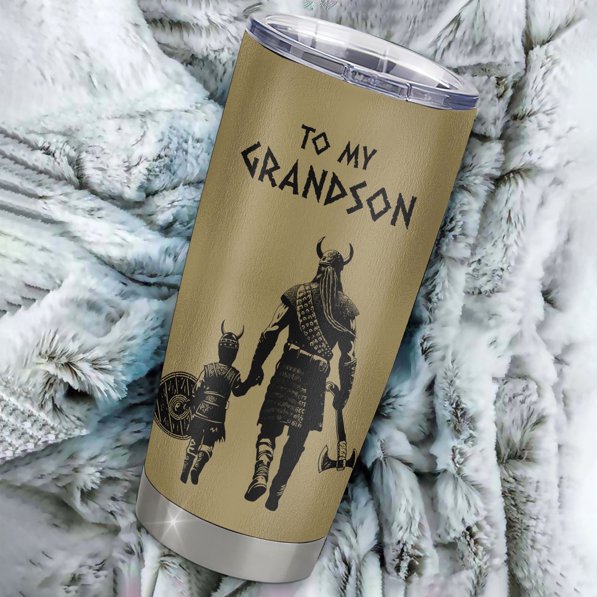 Personalized To My Grandson Tumbler From Grandpa Pops Stainless Steel Cup You Will Never Lose Viking Grandson Birthday Gifts Graduation Christmas Custom Travel Mug | siriusteestore