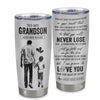 Personalized To My Grandson Tumbler You Will Never Lose From Papa Grandpa Grandson Birthday Gifts Graduation Christmas Custom Stainless Steel Cup Travel Mug | siriusteestore