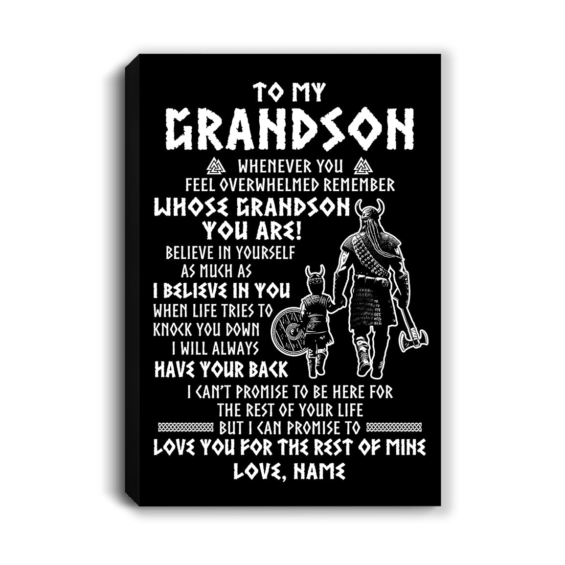 Personalized To My Grandson Viking Canvas From Grandpa Whenever You Feel Overwhelmed Grandson Birthday Gifts Graduation Christmas Custom Wall Art Print Framed Canvas | siriusteestore