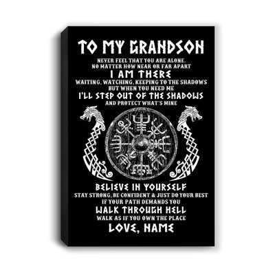 Personalized To My Grandson Viking Canvas Never Feel You Are Alone Odin Scandinavian Norse Runes Birthday Gifts Christmas Custom Wall Art Print Framed Canvas | siriusteestore