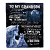 Personalized To My Grandson Wolf Blanket From Grandma Grandpa Always Remember Granddaughter Birthday Graduation Christmas Customized Bed Fleece Blanket | siriusteestore