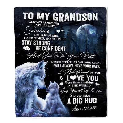Personalized To My Grandson Wolf Blanket From Grandma Grandpa Always Remember Granddaughter Birthday Graduation Christmas Customized Bed Fleece Blanket | siriusteestore