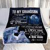 Personalized To My Grandson Wolf Blanket From Grandma Grandpa Always Remember Granddaughter Birthday Graduation Christmas Customized Bed Fleece Blanket | siriusteestore