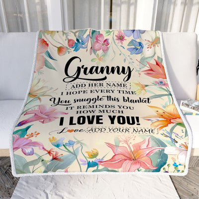 Personalized To My Granny Blanket From Grandkids Grandson Floral I Love You Great Granny Birthday Gifts Mothers Day Christmas Customized Fleece Blanket | siriusteestore