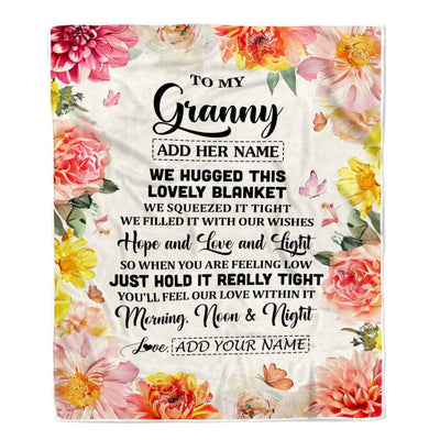 Personalized To My Granny Blanket From Grandkids Grandson Floral We Hugged This Lovely Granny Birthday Gifts Mothers Day Christmas Customized Fleece Blanket | siriusteestore