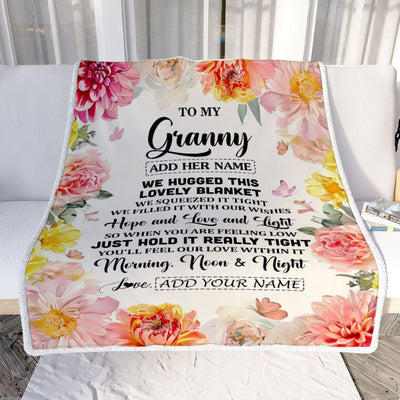 Personalized To My Granny Blanket From Grandkids Grandson Floral We Hugged This Lovely Granny Birthday Gifts Mothers Day Christmas Customized Fleece Blanket | siriusteestore