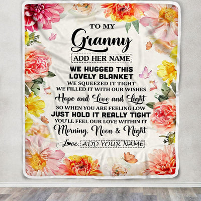 Personalized To My Granny Blanket From Grandkids Grandson Floral We Hugged This Lovely Granny Birthday Gifts Mothers Day Christmas Customized Fleece Blanket | siriusteestore