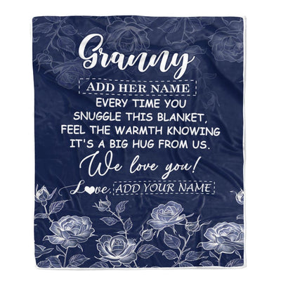 Personalized To My Granny Gifts Blanket From Granddaughter Grandson Blue Flower Love You Birthday Gifts For Granny Mothers Day Christmas Granny Fleece Blanket | siriusteestore