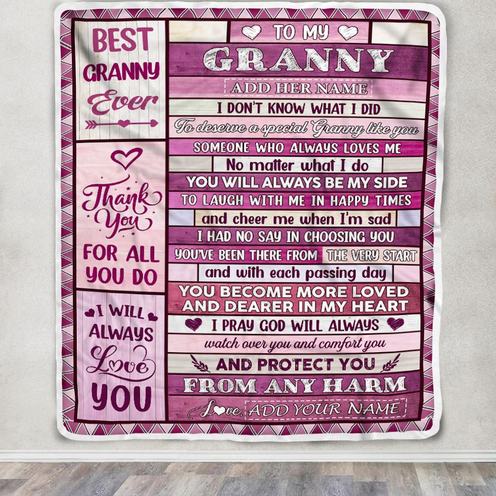 Personalized To My Granny Gifts Blanket From Granddaughter Grandson Wood Thank You For All Gifts For Granny Mothers Day Birthday Christmas Fleece Blanket | siriusteestore