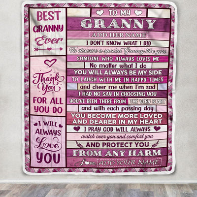 Personalized To My Granny Gifts Blanket From Granddaughter Grandson Wood Thank You For All Gifts For Granny Mothers Day Birthday Christmas Fleece Blanket | siriusteestore