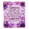 Personalized To My Granny Gifts Blanket From Granddaughter Purple Floral Birthday Gifts For Granny Mothers Day Thanksgiving Christmas Custom Fleece Blanket | siriusteestore
