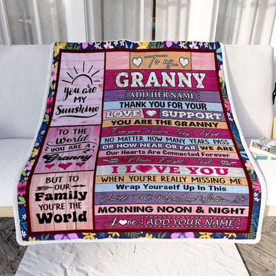 Personalized To My Granny Gifts Blanket From Grandkids Grandson Wood You Are The Granny Birthday Gifts Mothers Day Christmas Customized Fleece Blanket | siriusteestore