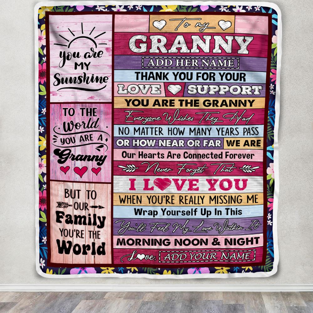 Personalized To My Granny Gifts Blanket From Grandkids Grandson Wood You Are The Granny Birthday Gifts Mothers Day Christmas Customized Fleece Blanket | siriusteestore
