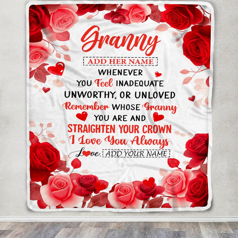 Personalized To My Granny Gifts From Granddaughter Blanket Rose Flower Anniversary Birthday Gifts Granny Mothers Day Christmas Custom Fleece Blanket | siriusteestore