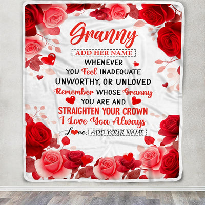 Personalized To My Granny Gifts From Granddaughter Blanket Rose Flower Anniversary Birthday Gifts Granny Mothers Day Christmas Custom Fleece Blanket | siriusteestore