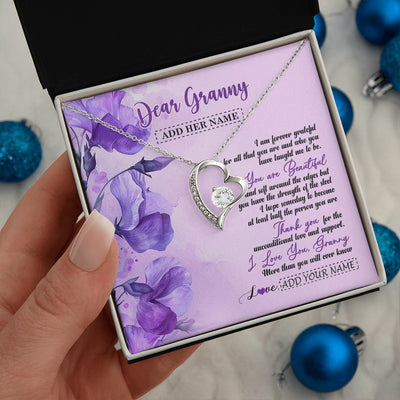 Forever Love Necklace 14K White Gold Finish | 2 | Personalized To My Granny Gifts From Granddaughter Necklace Flower You Are Beautiful Gifts For Granny Mothers Day Birthday Christmas Gift Box Message Card | siriusteestore.myshopify
