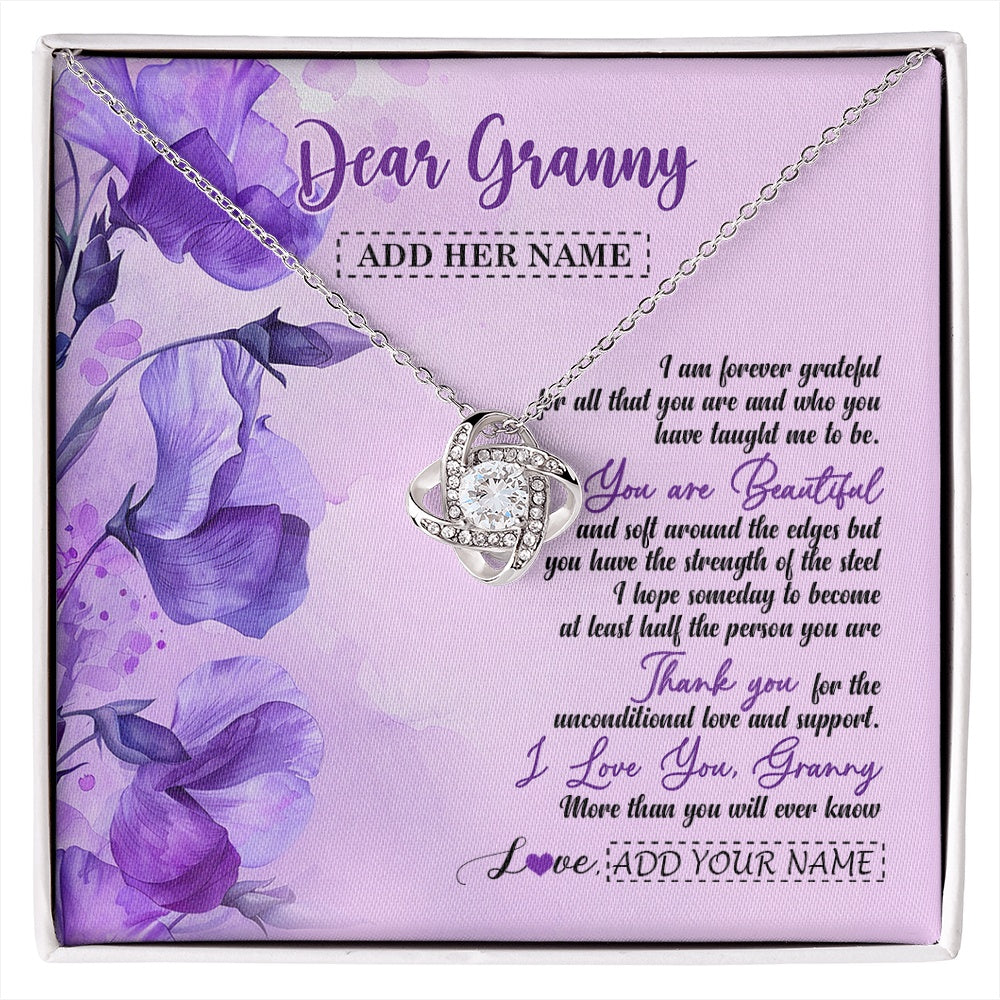 Love Knot Necklace 14K White Gold Finish | 1 | Personalized To My Granny Gifts From Granddaughter Necklace Flower You Are Beautiful Gifts For Granny Mothers Day Birthday Christmas Gift Box Message Card | siriusteestore.myshopify