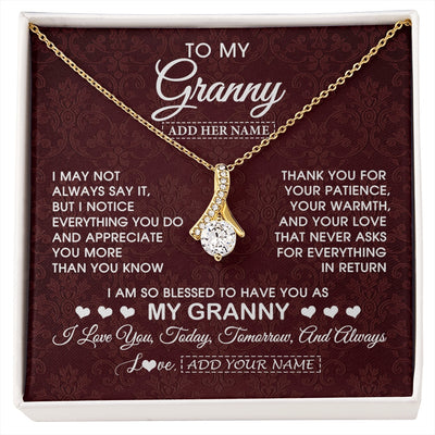 Alluring Beauty Necklace 18K Yellow Gold Finish | 1 | Personalized To My Granny Gifts From Granddaughter Necklace Meaningful Jewelry Pendant Gifts For Granny Mothers Day Birthday Christmas Gift Box Message Card | https://siriusteestore.