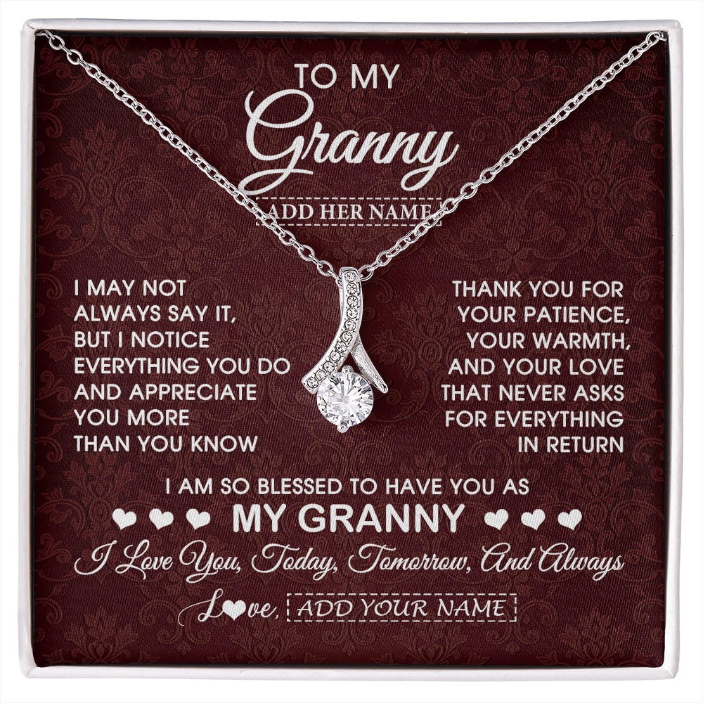 Alluring Beauty Necklace 14K White Gold Finish | 1 | Personalized To My Granny Gifts From Granddaughter Necklace Meaningful Jewelry Pendant Gifts For Granny Mothers Day Birthday Christmas Gift Box Message Card | https://siriusteestore.