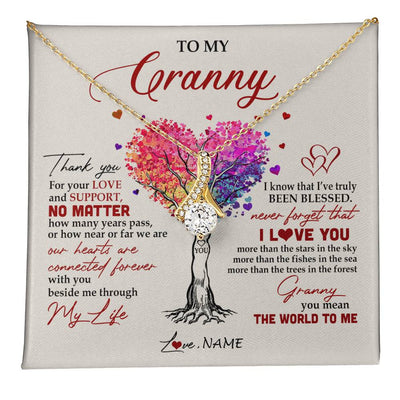 Alluring Beauty Necklace 18K Yellow Gold Finish | 1 | Personalized To My Granny Necklace From Grandkids Never Forget That I Love You You Mean The World Granny Birthday Mothers Day Customized Gift Box Message Card | siriusteestore