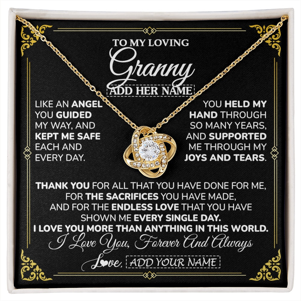 Love Knot Necklace 18K Yellow Gold Finish | 1 | Personalized To My Granny Necklace Gifts Meaningful Gift To Granny From Granddaughter Without You There Is No Me Mothers Day Birthday Gift Box Message Card | https://siriusteestore.