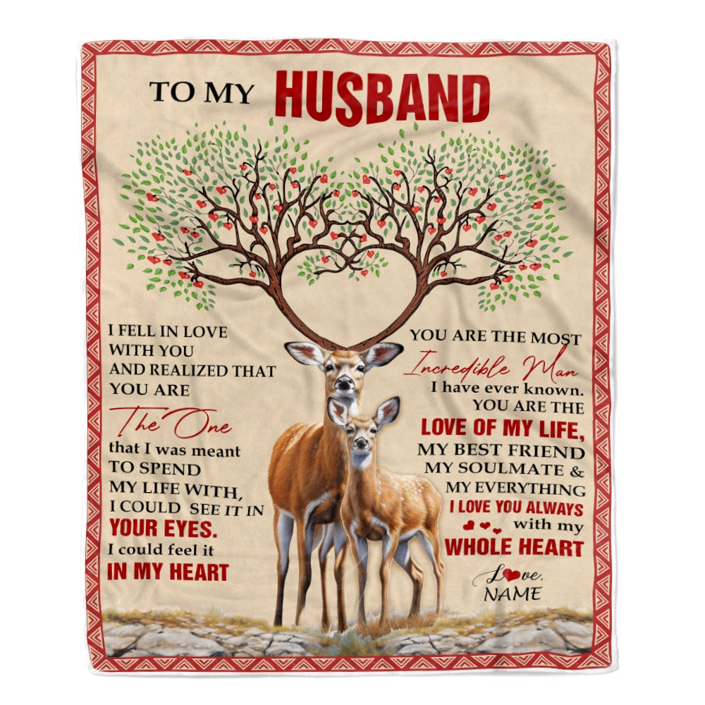 Personalized To My Husband Blanket From Wife Deer You Are The Love Of My Life Husband Birthday Wedding Anniversary Christmas Customized Fleece Blanket | siriusteestore