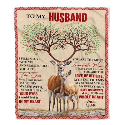 Personalized To My Husband Blanket From Wife Deer You Are The Love Of My Life Husband Birthday Wedding Anniversary Christmas Customized Fleece Blanket | siriusteestore