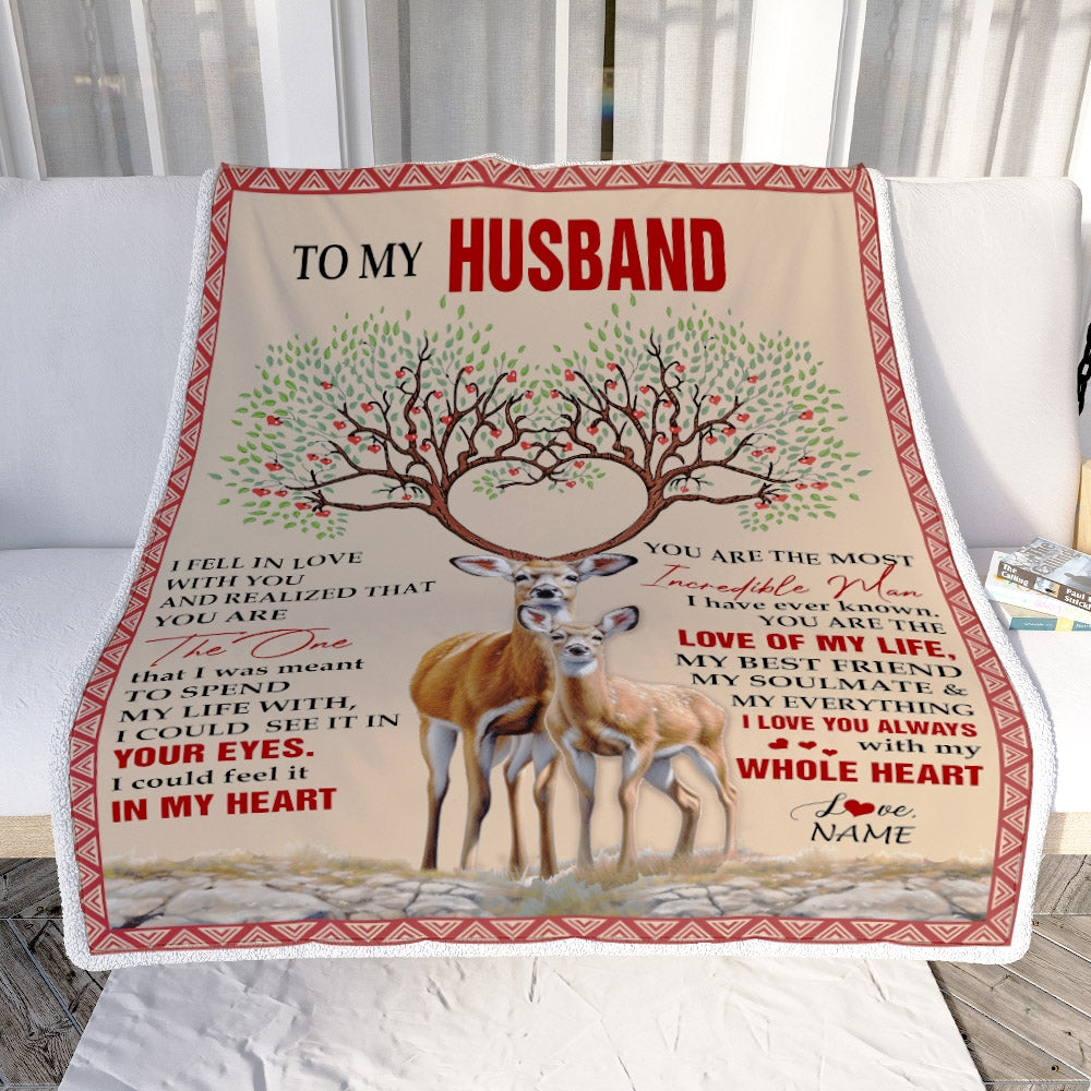 Personalized To My Husband Blanket From Wife Deer You Are The Love Of My Life Husband Birthday Wedding Anniversary Christmas Customized Fleece Blanket | siriusteestore