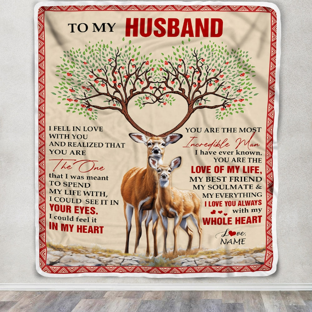 Personalized To My Husband Blanket From Wife Deer You Are The Love Of My Life Husband Birthday Wedding Anniversary Christmas Customized Fleece Blanket | siriusteestore