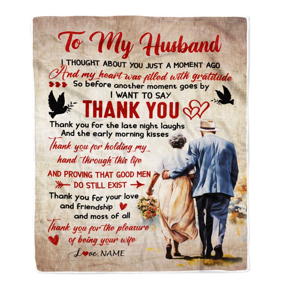 Personalized To My Husband Blanket From Wife Thank You Birthday Gift For Husband Best Romantic Wedding Valentines Day Christmas Customized Fleece Throw Blanket | siriusteestore