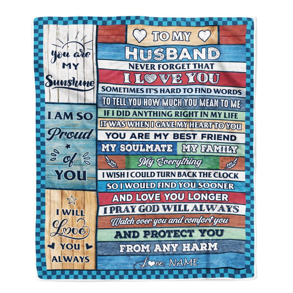 Personalized To My Husband Blanket From Wife Wood My Souldmate Husband Birthday Wedding Anniversary Valentines Christmas Customized Gift Fleece Blanket | siriusteestore