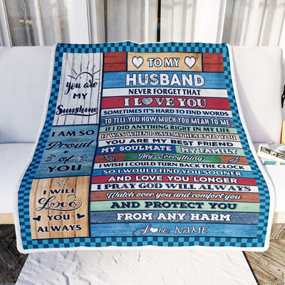 Personalized To My Husband Blanket From Wife Wood My Souldmate Husband Birthday Wedding Anniversary Valentines Christmas Customized Gift Fleece Blanket | siriusteestore