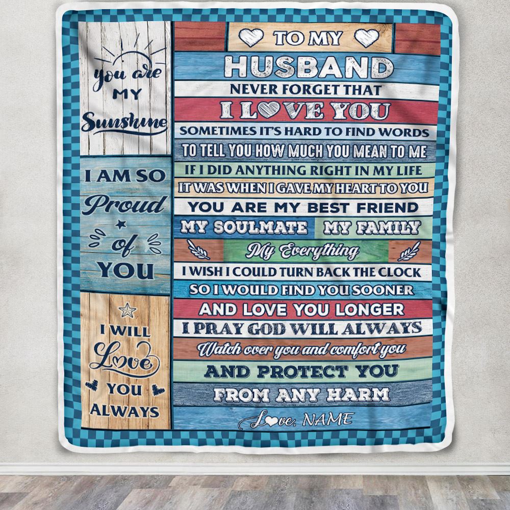 Personalized To My Husband Blanket From Wife Wood My Souldmate Husband Birthday Wedding Anniversary Valentines Christmas Customized Gift Fleece Blanket | siriusteestore