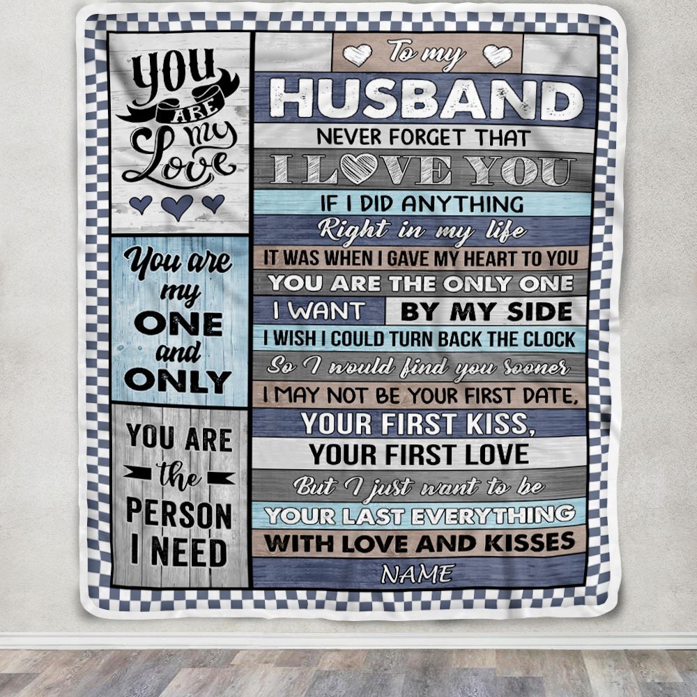 Personalized To My Husband Blanket From Wife Wood You Are My Love Husband Birthday Wedding Anniversary Valentines Christmas Customized Gift Fleece Blanket | siriusteestore