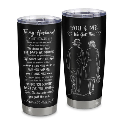 Personalized To My Husband Gifts From Wife Tumbler For Men You And Me Anniversary Valentines Day Birthday Gifts Husband Christmas Custom Stainless Steel Cup Travel Mug | siriusteestore