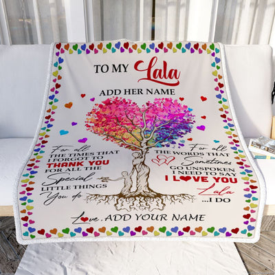 Personalized To My Lala Blanket From Grandkids Grandson Colorful Tree Thank You For All Lala Birthday Gifts Mothers Day Christmas Customized Fleece Blanket | siriusteestore
