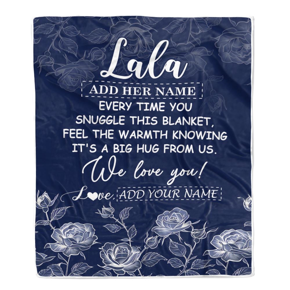 Personalized To My Lala Gifts Blanket From Granddaughter Grandson Blue Flower Love You Birthday Gifts For Lala Mothers Day Christmas Lala Fleece Throw Blanket | siriusteestore