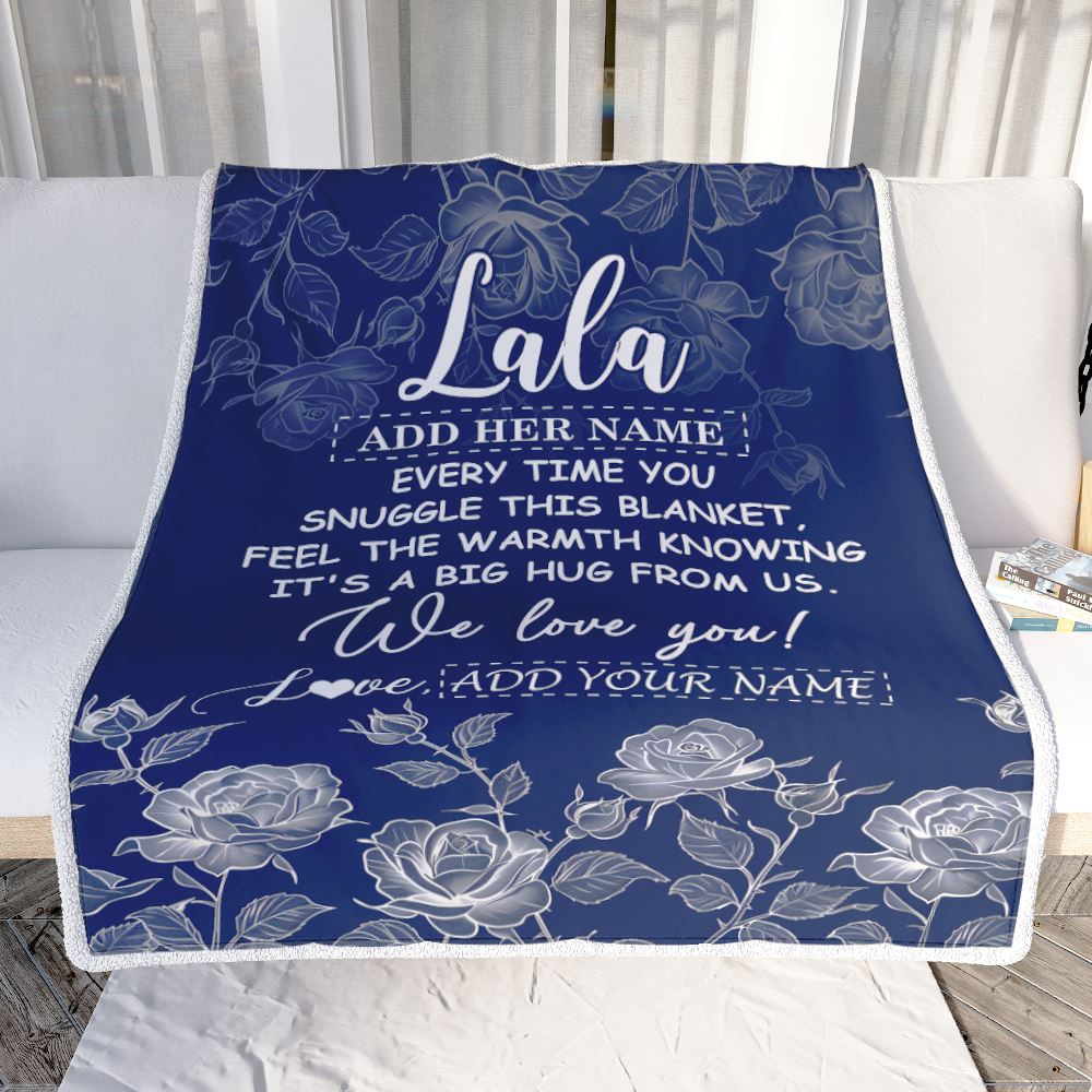 Personalized To My Lala Gifts Blanket From Granddaughter Grandson Blue Flower Love You Birthday Gifts For Lala Mothers Day Christmas Lala Fleece Throw Blanket | siriusteestore
