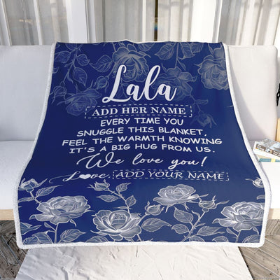 Personalized To My Lala Gifts Blanket From Granddaughter Grandson Blue Flower Love You Birthday Gifts For Lala Mothers Day Christmas Lala Fleece Throw Blanket | siriusteestore