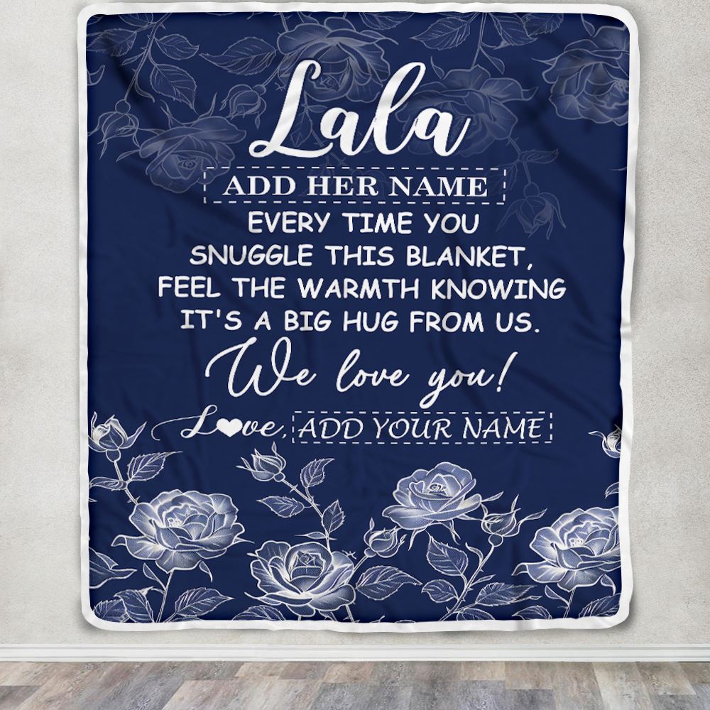 Personalized To My Lala Gifts Blanket From Granddaughter Grandson Blue Flower Love You Birthday Gifts For Lala Mothers Day Christmas Lala Fleece Throw Blanket | siriusteestore